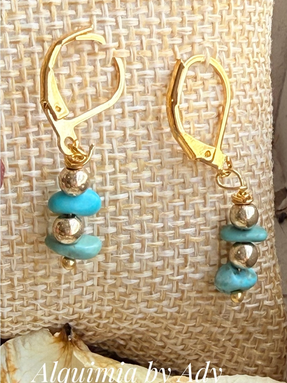 Alquimia Gold and Turquoise Chip Dangle Earrings